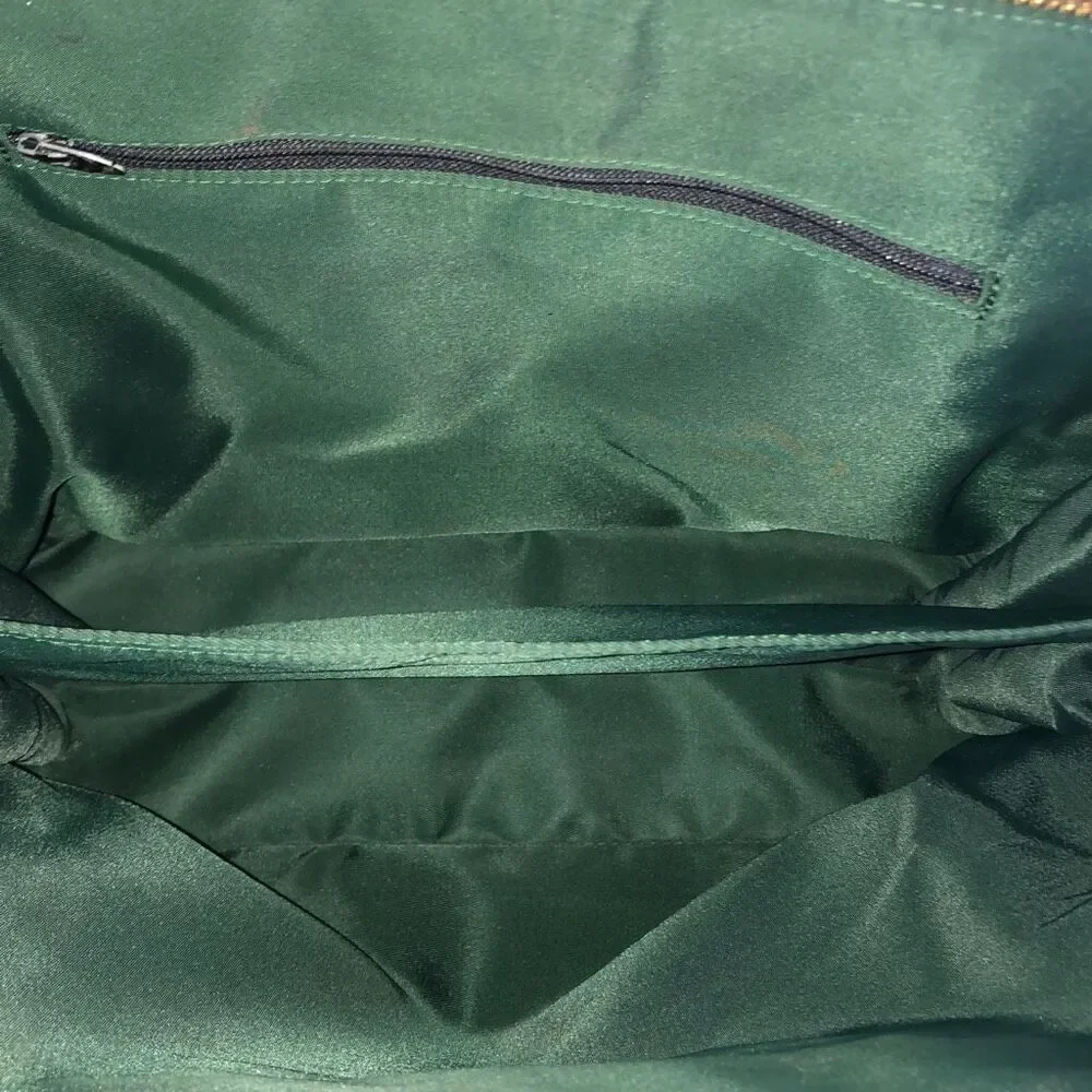 Dooney & Bourke brown pebbled leather handbag green interior